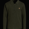 Green Ribbed Half sweat shirt