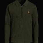 Green Ribbed Half sweat shirt