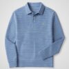Men’s Blue Striped Polo Sweatshirt Cotton Blend Zavyaar Fashion