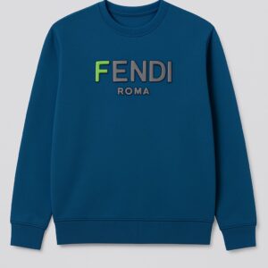 Blue Fendi Printed Warm Sweatshirt – Luxury Designer Winter Wear