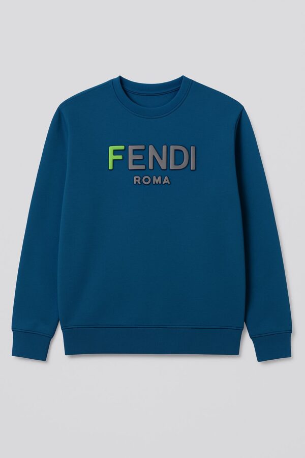 Blue Fendi Printed Warm Sweatshirt – Luxury Designer Winter Wear