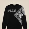 Black Palm Printed Sweatshirt - warm fabric