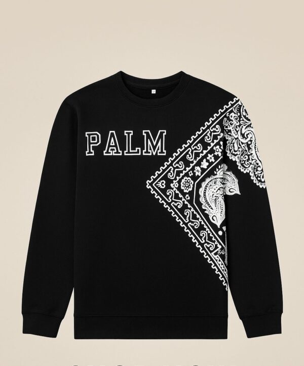 Black Palm Printed Sweatshirt - warm fabric
