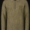Brown Ribbed Half-Zip Sweatshirt made from premium wool-blend knitted fabric
