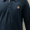 Blue Ribbed Half-Zip Sweatshirt made from wool-blend knit fabric