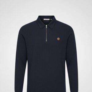Blue Ribbed Half-Zip Sweatshirt – Premium Knitted Warm Winterwear 2025