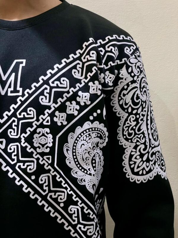 Black Palm Printed Sweatshirt in warm premium cotton fleece