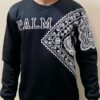 Black Palm Printed Sweatshirt in warm premium cotton fleece