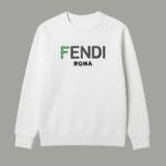 White Fendi Printed Warm Sweatshirt – Luxury Designer Winter Wear