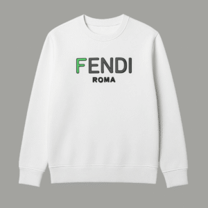 White Fendi Printed Warm Sweatshirt – Luxury Designer Winter Wear