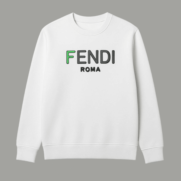 White Fendi Printed Warm Sweatshirt – Luxury Designer Winter Wear